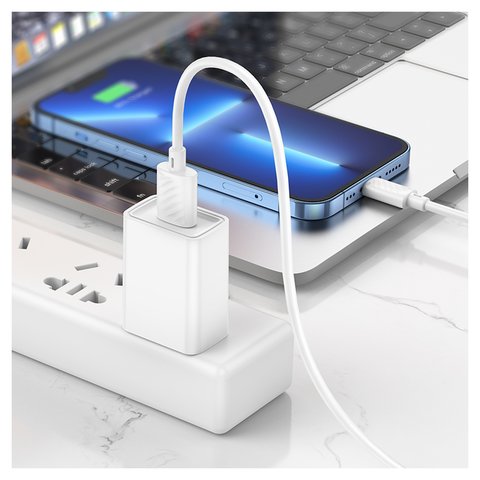 USB дата-кабель Hoco X88, USB тип-A, Lightning, 100 см, 2,4 А, белый Превью 1