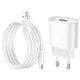 Adaptador de red Hoco C109A, 18 W, Quick Charge, blanco, con cable USB Tipo-C, 1 puerto, #6931474784834 Vista previa  1