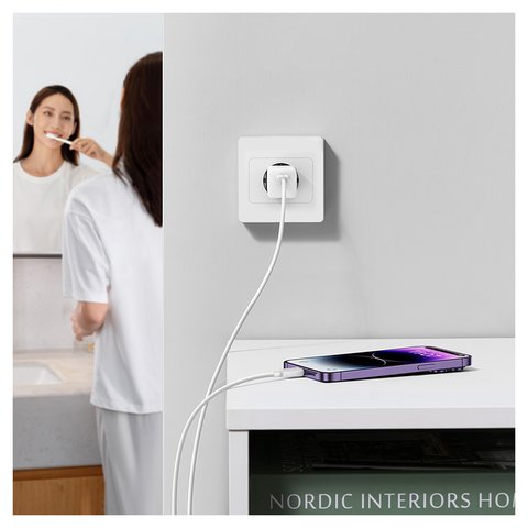 Adaptador de red Baseus GaN5, 30 W, Quick Charge, blanco, 1 puerto, #CCGN070502 Vista previa  2