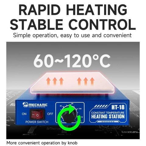 Plataforma de precalentamiento Mechanic HT-18, para reparar placas base, 60-120°С, 450W Vista previa  4