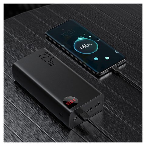 Power bank Baseus Adaman, 40000 мАг, 22,5 Вт, чорний, Quick Charge, #PPAD020101 Прев'ю 1